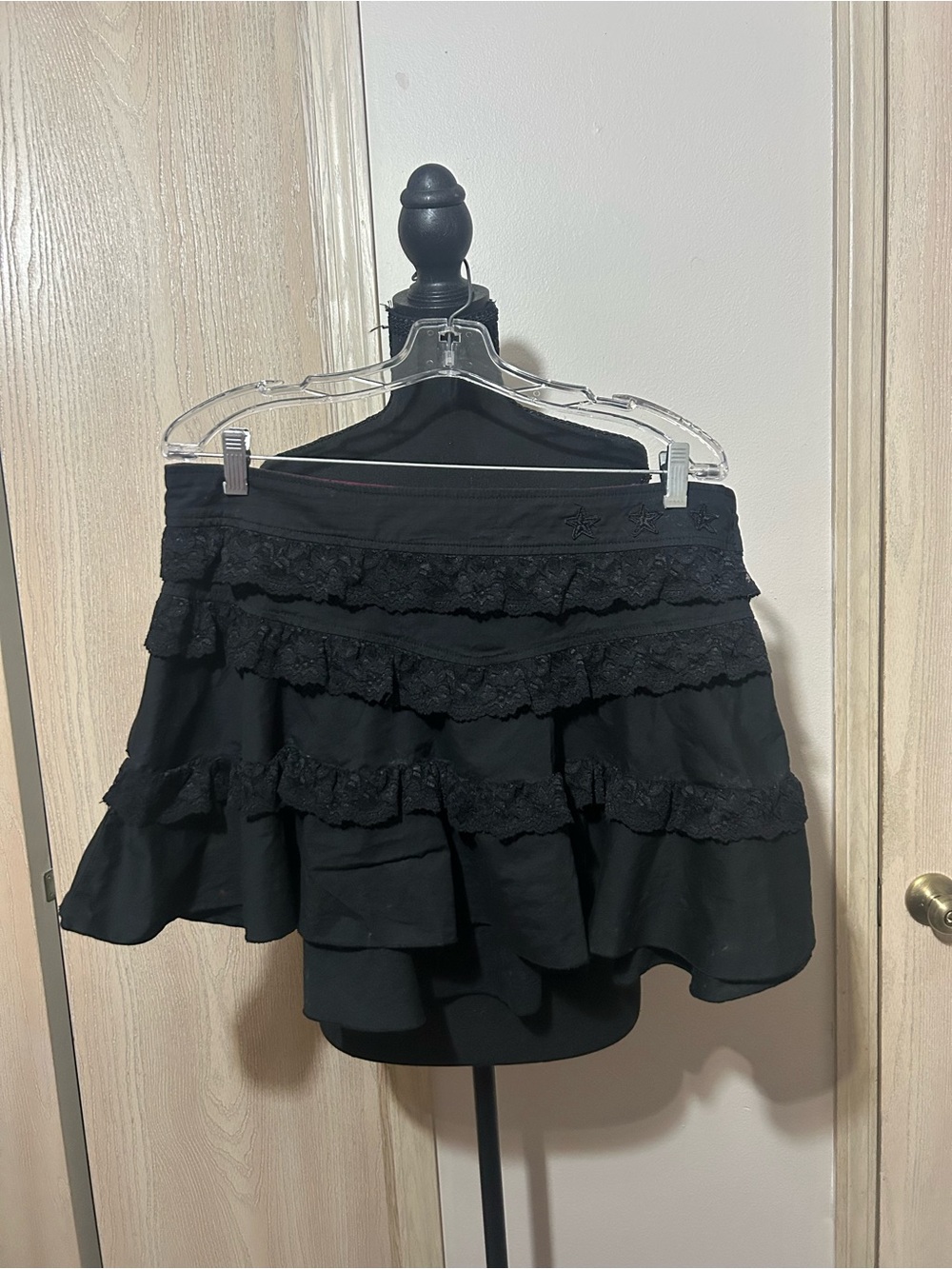 Lip Service Black Tiered Lace Skater Skirt